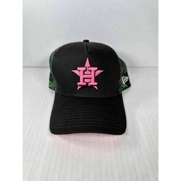 New Era Houston Astros 9FORTY Hat Black Pink Floral Mesh Logo Cap Snapback NEW - Picture 1 of 3